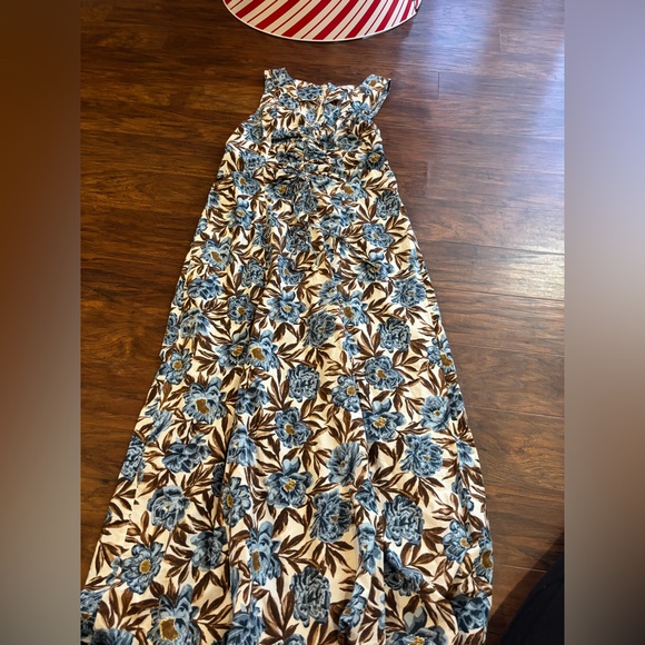 Madewell Sleeveless V-Neck Midi Dress in Floral Stonewash Blue Size 12 - Picture 2 of 4